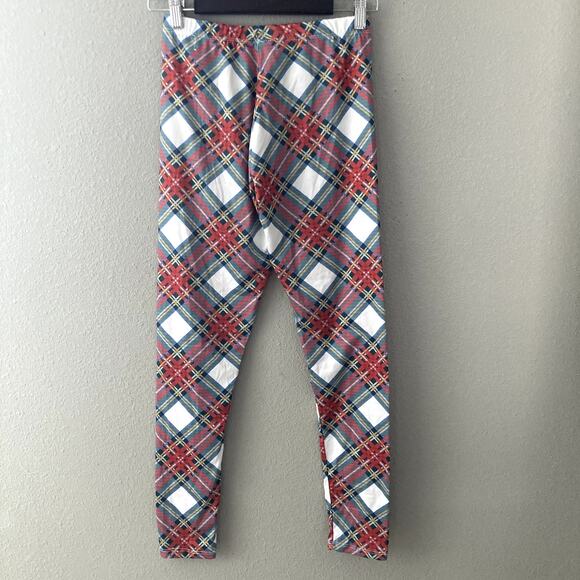 Holiday Tartan Plaid Leggings - Red Green White - Small - Picture 4 of 6